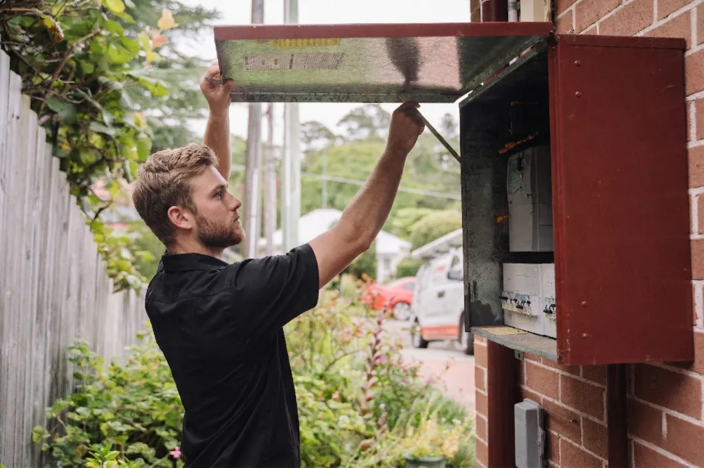 Electrician installing downlights in a Winston Hills home