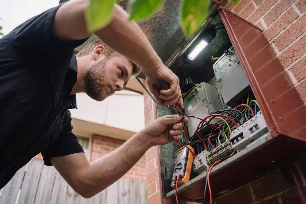 Winston Hills electrician performing electrical work